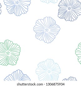 Light Blue, Green vector seamless elegant pattern with flowers. Creative illustration in blurred style with flowers. Design for wallpaper, fabric makers.