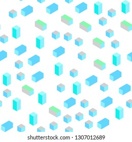 Light Blue, Green vector seamless, isometric background with rectangles. Decorative design in abstract style with rectangles. Texture for window blinds, curtains.