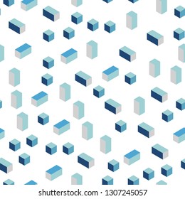 Light Blue, Green vector seamless, isometric cover in polygonal style. Illustration with set of colorful rectangles. Pattern for trendy fabric, wallpapers.