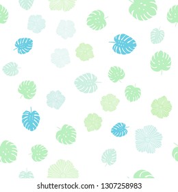 Light Blue, Green vector seamless doodle layout with flowers, leaves. Modern abstract illustration with leaves and flowers. Template for business cards, websites.