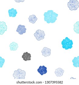 Light Blue, Green vector seamless doodle pattern with flowers. An elegant bright illustration with flowers. Template for business cards, websites.