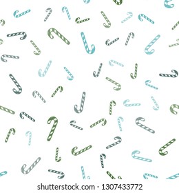 Light Blue, Green vector seamless background with tasty xmas sweets.