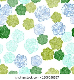 Light Blue, Green vector seamless elegant pattern with flowers. Brand new colored illustration with flowers. Design for wallpaper, fabric makers.