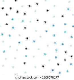 Light Blue, Green vector seamless layout with bright snowflakes. Colorful decorative design in xmas style with snow. Texture for window blinds, curtains.