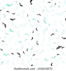 Light Blue, Green vector seamless background with dolphins. Shining illustration of colorful gradient sea dolphins. Natural design for wallpapers.