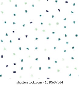 Light Blue, Green vector seamless texture with colored snowflakes. Modern geometrical abstract illustration with snowflakes. Template for business cards, websites.