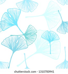 Light Blue, Green vector seamless natural backdrop with leaves. A vague abstract illustration with leaves in doodles style. Design for textile, fabric, wallpapers.