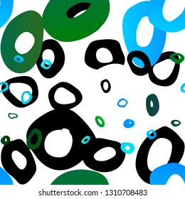Light Blue, Green vector seamless texture with disks. Abstract illustration with colored bubbles in nature style. Pattern for design of fabric, wallpapers.