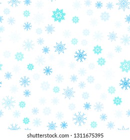 Light Blue, Green vector seamless texture with colored snowflakes. Modern geometrical abstract illustration with crystals of ice. Pattern for design of fabric, wallpapers.