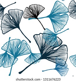Light Blue, Green vector seamless elegant template with leaves. Colorful abstract illustration with leaves in doodle style. Pattern for trendy fabric, wallpapers.