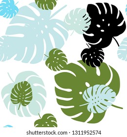 Light Blue, Green vector seamless doodle template with leaves. Shining colored illustration with leaves in doodle style. Pattern for trendy fabric, wallpapers.