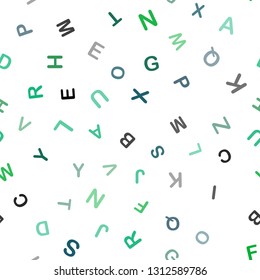 Light Blue, Green vector seamless texture with ABC characters. Shining colorful illustration with isolated letters. Pattern for design of fabric, wallpapers.