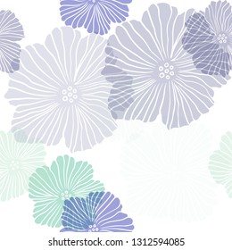 Light Blue, Green vector seamless natural background with flowers. Colorful illustration in doodle style with flowers. Pattern for design of fabric, wallpapers.