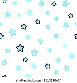 Light Blue, Green vector seamless layout with bright stars. Decorative shining illustration with stars on abstract template. Texture for window blinds, curtains.