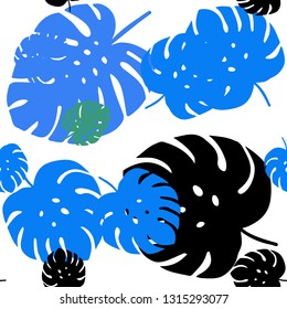 Light Blue, Green vector seamless elegant wallpaper with leaves. Blurred decorative design in Indian style with leaves. Template for business cards, websites.