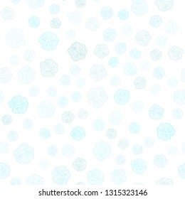 Light Blue, Green vector seamless natural backdrop with flowers. Colorful illustration in doodle style with flowers. Design for wallpaper, fabric makers.