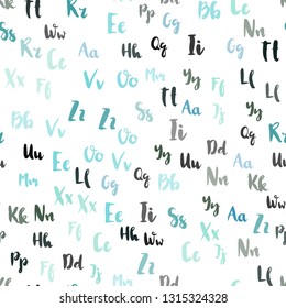 Light Blue, Green vector seamless layout with latin alphabet. Abstract illustration with colored latin alphabet. Pattern for design of fabric, wallpapers.
