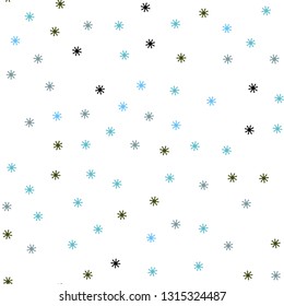 Light Blue, Green vector seamless cover with beautiful snowflakes. Shining colorful illustration with snow on abstract template. Design for wallpaper, fabric makers.