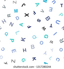 Light Blue, Green vector seamless layout with latin alphabet. Shining illustration with ABC symbols on abstract template. Design for textile, fabric, wallpapers.