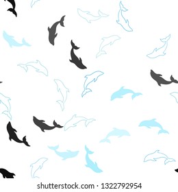 Light Blue, Green vector seamless background with dolphins. Modern abstract illustration with sea dolphins. Natural design for wallpapers.