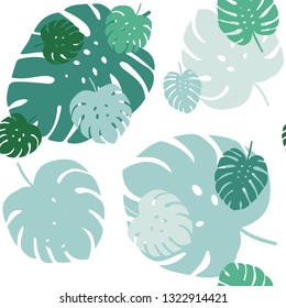 Light Blue, Green vector seamless abstract pattern with leaves. Colorful illustration in doodle style with leaves. Design for textile, fabric, wallpapers.