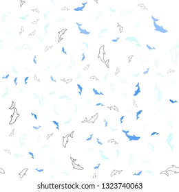 Light Blue, Green vector seamless background with dolphins. Isolated sea dolphins on white background. Pattern for marine leaflets.
