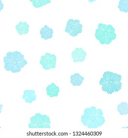 Light Blue, Green vector seamless doodle template with flowers. Shining colored illustration with flowers. Design for textile, fabric, wallpapers.