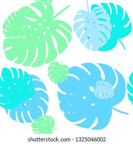 Light Blue, Green vector seamless abstract design with leaves. Colorful illustration in doodle style with leaves. Texture for window blinds, curtains.