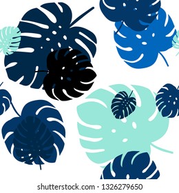 Light Blue, Green vector seamless doodle texture with leaves. Shining colored illustration with leaves in doodle style. Design for wallpaper, fabric makers.