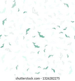 Light Blue, Green vector seamless pattern with sea dolphins. Modern abstract illustration with sea dolphins. Pattern for websites of animals.