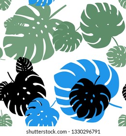 Light Blue, Green vector seamless doodle pattern with leaves. Decorative illustration with doodles on abstract template. Design for textile, fabric, wallpapers.