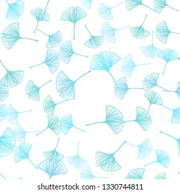 Light Blue, Green vector seamless doodle backdrop with leaves. A vague abstract illustration with leaves in doodles style. Design for textile, fabric, wallpapers.