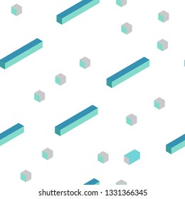 Light Blue, Green vector seamless, isometric layout with lines, rectangles. Beautiful illustration with rectangles and squares. Texture for window blinds, curtains.