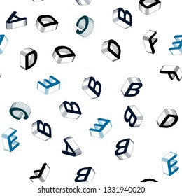 Light Blue, Green vector seamless pattern with 3D ABC symbols. Modern geometrical illustration with 3D ABC english symbols. Pattern for design of fabric, wallpapers.