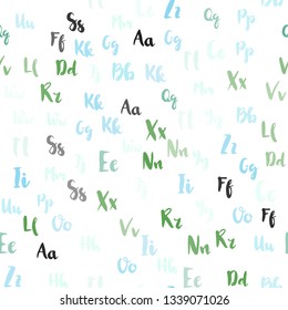 Light Blue, Green vector seamless layout with latin alphabet. Shining colorful illustration with isolated letters. Design for wallpaper, fabric makers.
