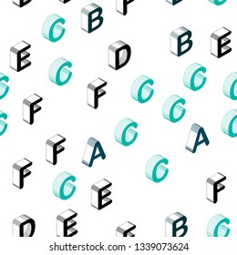 Light Blue, Green vector seamless layout with 3D latin alphabet. Abstract illustration with 3D ABC symbols. Template for business cards, websites.
