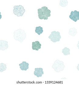 Light Blue, Green vector seamless doodle background with flowers. Brand new colored illustration with flowers. Design for textile, fabric, wallpapers.