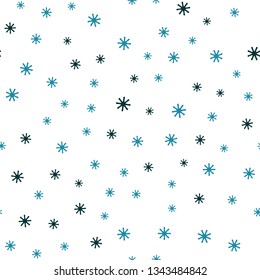 Light Blue, Green vector seamless template with ice snowflakes. Colorful decorative design in xmas style with snow. Design for wallpaper, fabric makers.