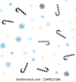Light Blue, Green vector seamless background with tasty xmas sweets.