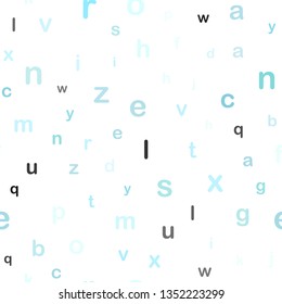 Light Blue, Green vector seamless background with signs of alphabet. Blurred design in simple style with signs of alphabet. Pattern for design of fabric, wallpapers.