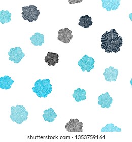 Light Blue, Green vector seamless doodle backdrop with flowers. Illustration with colorful abstract doodle flowers. Pattern for trendy fabric, wallpapers.