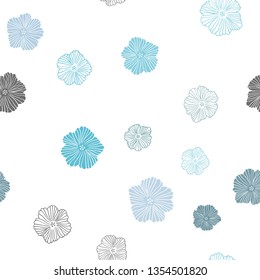 Light Blue, Green vector seamless doodle backdrop with flowers. Abstract illustration with flowers in doodles style. Texture for window blinds, curtains.