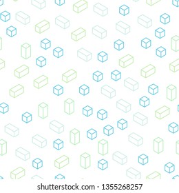 Light Blue, Green vector seamless, isometric background with rectangles. Abstract gradient illustration with rectangles. Design for wallpaper, fabric makers.