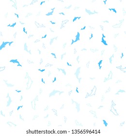 Light Blue, Green vector seamless backdrop with ocean dolphins. Isolated sea dolphins on white background. Template for natural magazines.