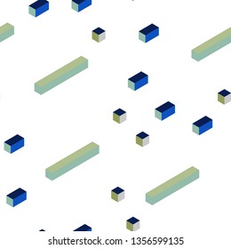 Light Blue, Green vector seamless, isometric background with rectangles. Modern abstract illustration with colorful rectangles. Template for business cards, websites.
