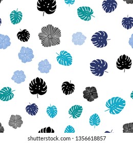 Light Blue, Green vector seamless elegant background with flowers, leaves. Modern abstract illustration with leaves and flowers. Pattern for trendy fabric, wallpapers.