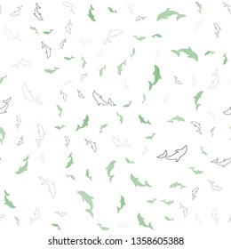 Light Blue, Green vector seamless texture with dolphins. Modern abstract illustration with sea dolphins. Natural design for wallpapers.