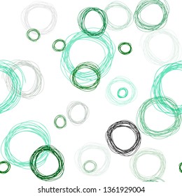 Light Blue, Green vector seamless layout with circle shapes. Illustration with set of shining colorful abstract circles. Pattern for design of fabric, wallpapers.