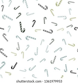 Light Blue, Green vector seamless template with sweet christmas sticks.