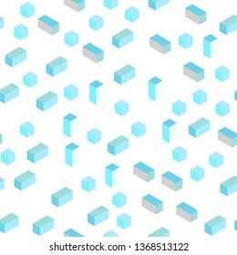 Light Blue, Green vector seamless, isometric pattern in square style. Modern abstract illustration with colorful rectangles. Template for business cards, websites.